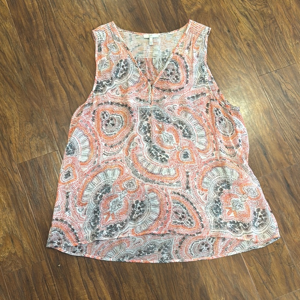 Joie Sheer Paisley Sleeveless Top - L
